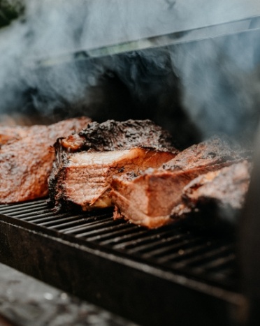 Close-up of meat being grilled