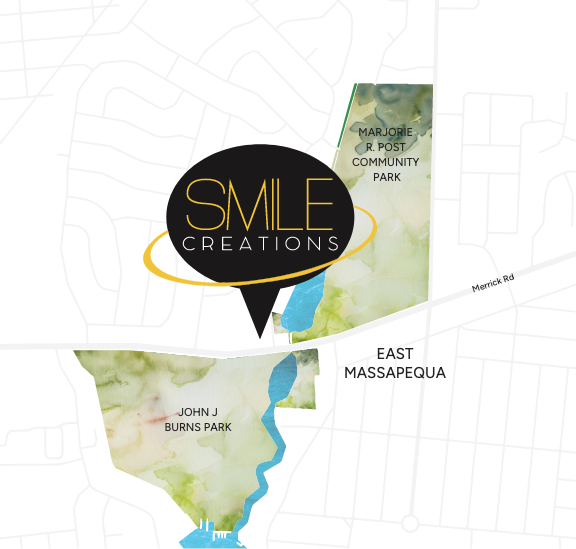 Map showing the location of Smile Creations dental office near East Massapequa