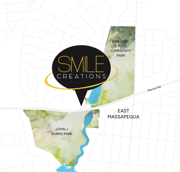 Map showing the location of Smile Creations dental office near East Massapequa