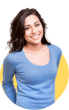 woman smiling in blue shirt