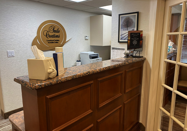 Angled view of dental office
