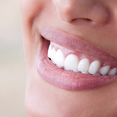 Closeup of smile with healthy teeth and gums