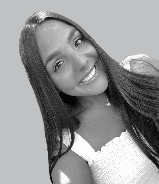 Black and white photo of dental patient Jade