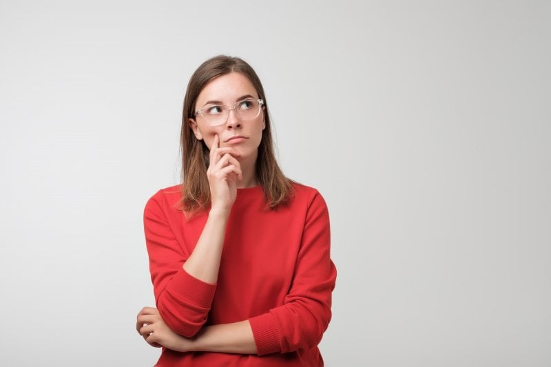 young woman thinking
