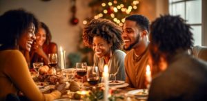 family enjoying holiday meal