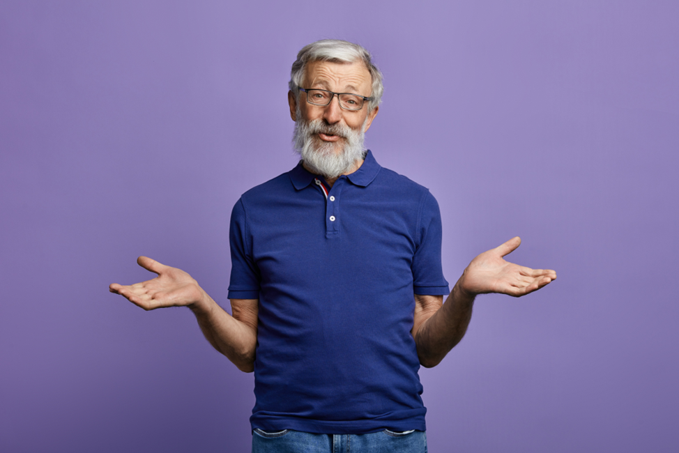 older man looking inquisitive